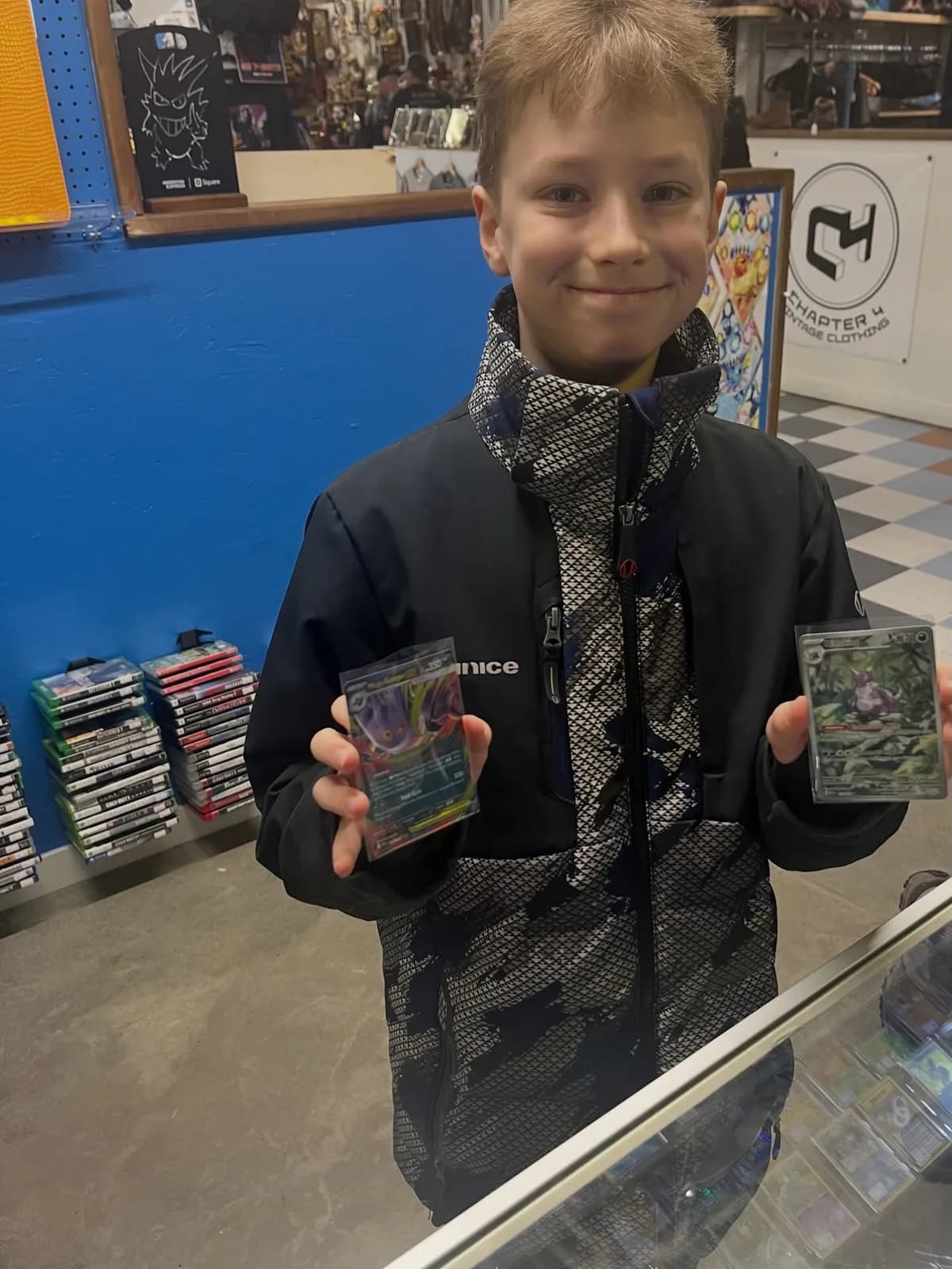 A young collector with a fresh pull