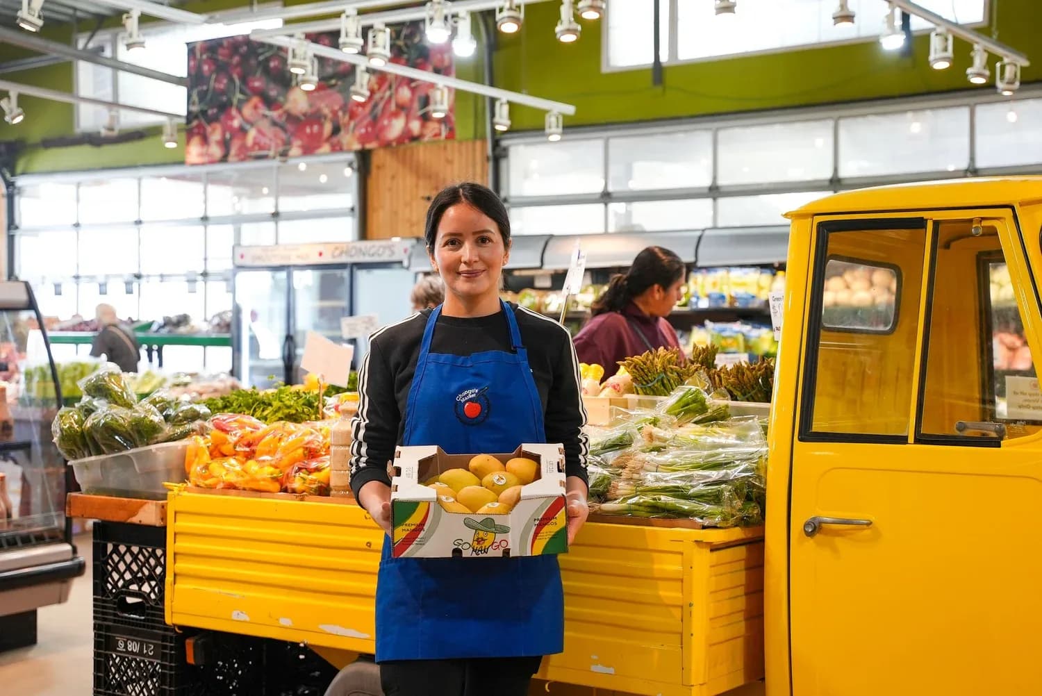 Inside the Crossroads Market produce hall