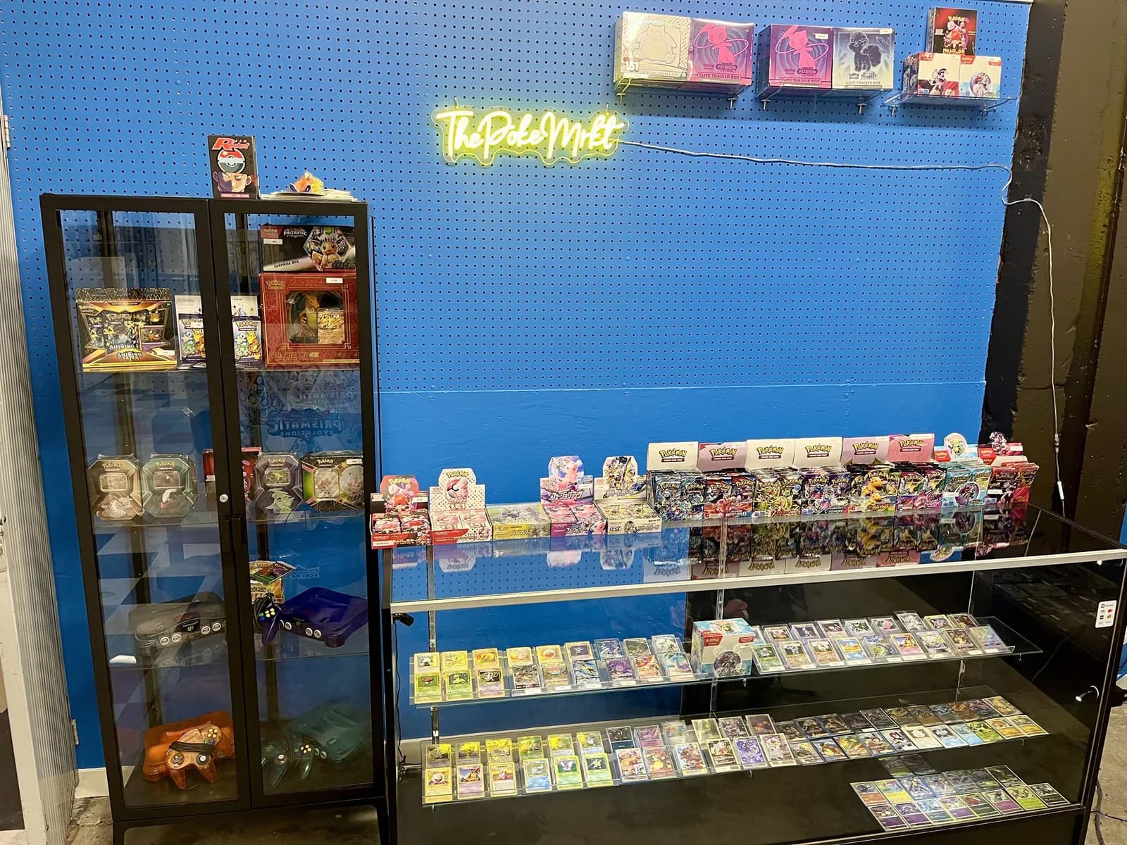 Sealed packs and boxes lined up on the counter